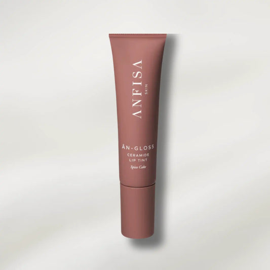 Lip tint tube with 'ANFISA' branding on a light gray background