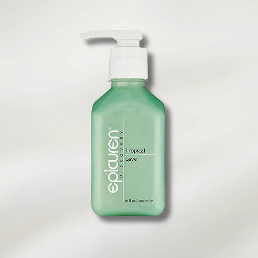 Green bottle with pump labeled 'eclure' on a light gray background