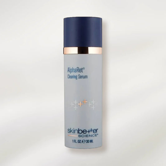 AlphaRet Clearing Serum bottle by skinbetter science on a light gray background