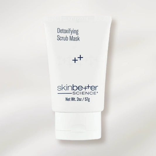 Detoxifying scrub mask packaging with 'skinbetter science' branding on a white background
