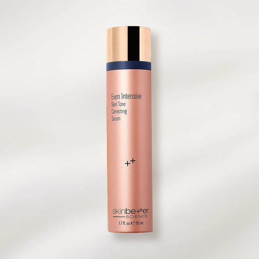 Skincare serum bottle with 'skinbetter science' branding on a light gray background