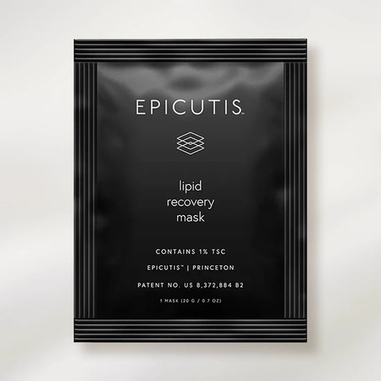 Epicutis lipid recovery mask packaging on a white background