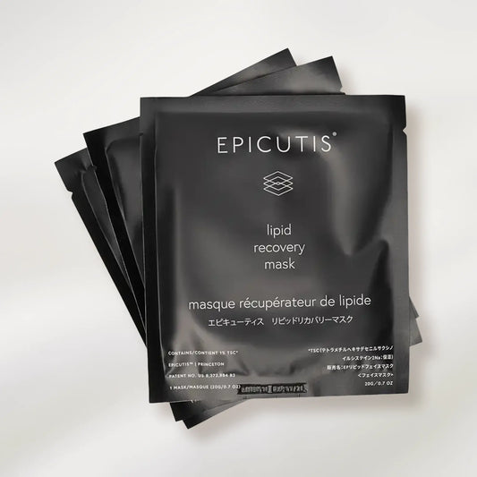 Epicutis lipid recovery mask packaging on a white background