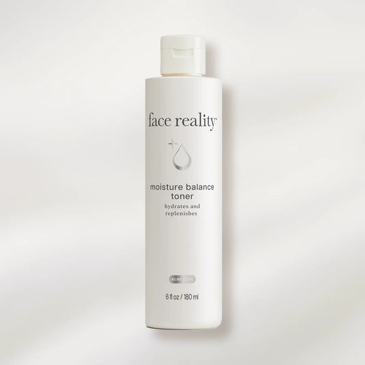 Face reality moisture balance toner bottle on a white background